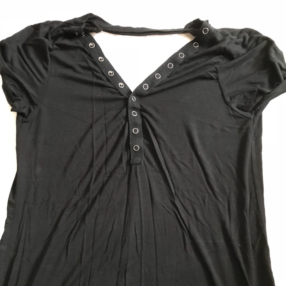 American Eagle black button up v-neck
